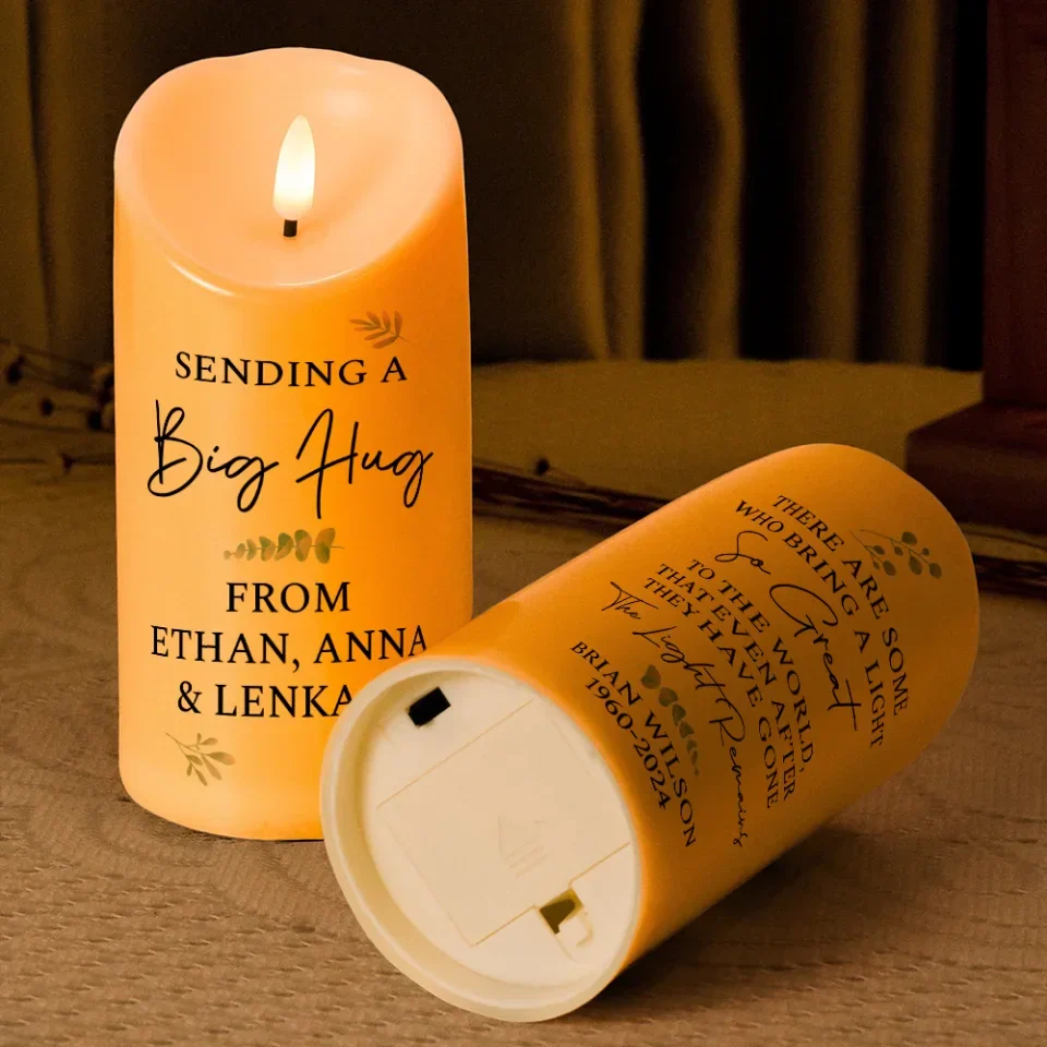 Appreciation Gift for Lost One - Sending a Big Hug - Memorial Sympathy Gift for Appreciated Ones - Personalized Led Candle - Image 4