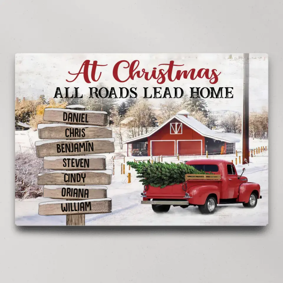 At Christmas All Roads Lead Home - Housewarming Gifts - Custom Canvas Poster - Christmas Gift For Family - Image 2