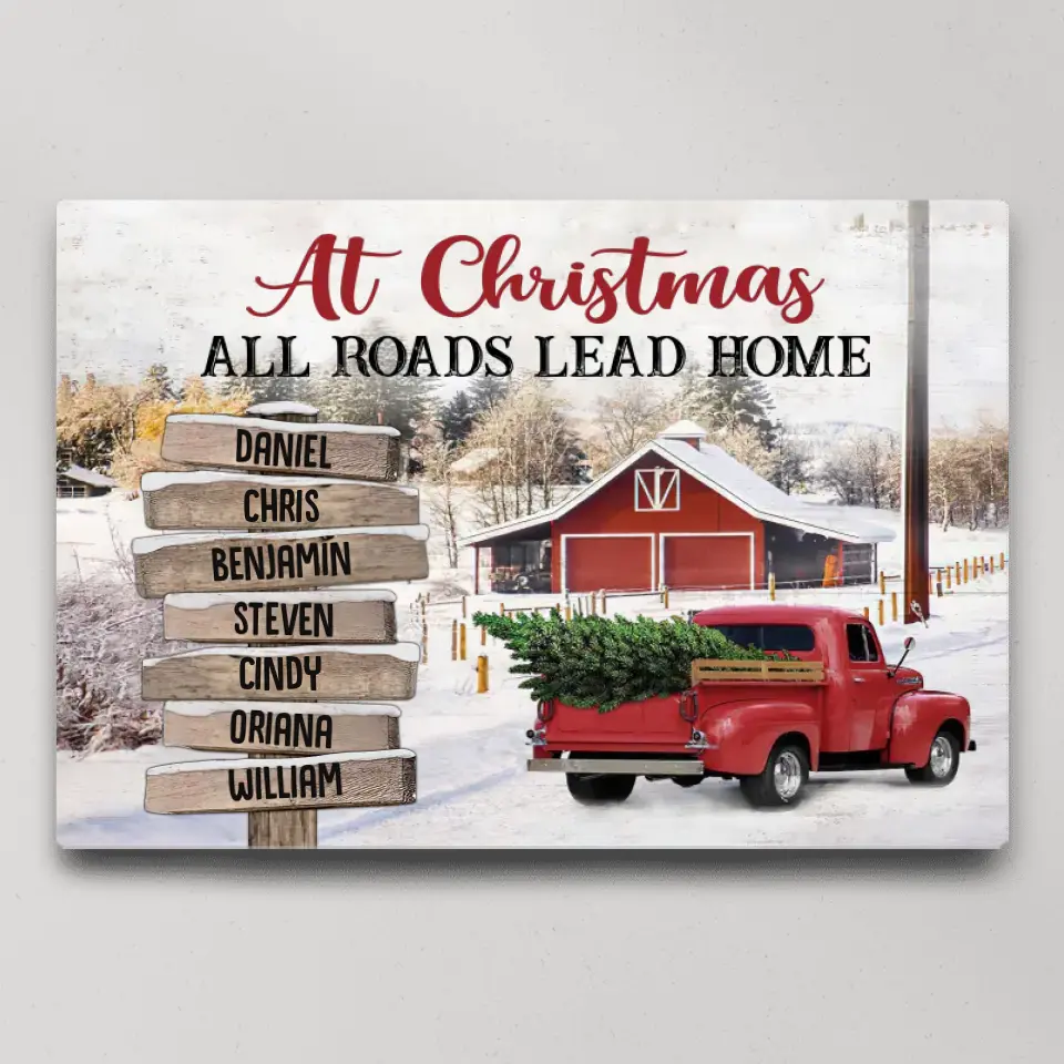 At Christmas All Roads Lead Home - Housewarming Gifts - Custom Canvas Poster - Christmas Gift For Family - Image 3