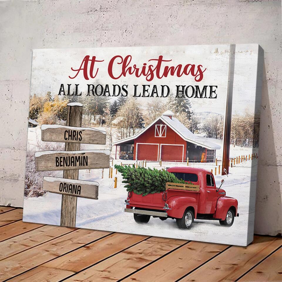 At Christmas All Roads Lead Home - Housewarming Gifts - Custom Canvas Poster - Christmas Gift For Family - Image 4