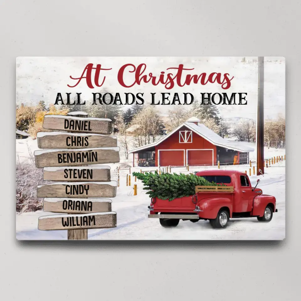 At Christmas All Roads Lead Home - Housewarming Gifts - Custom Canvas Poster - Christmas Gift For Family - Image 5