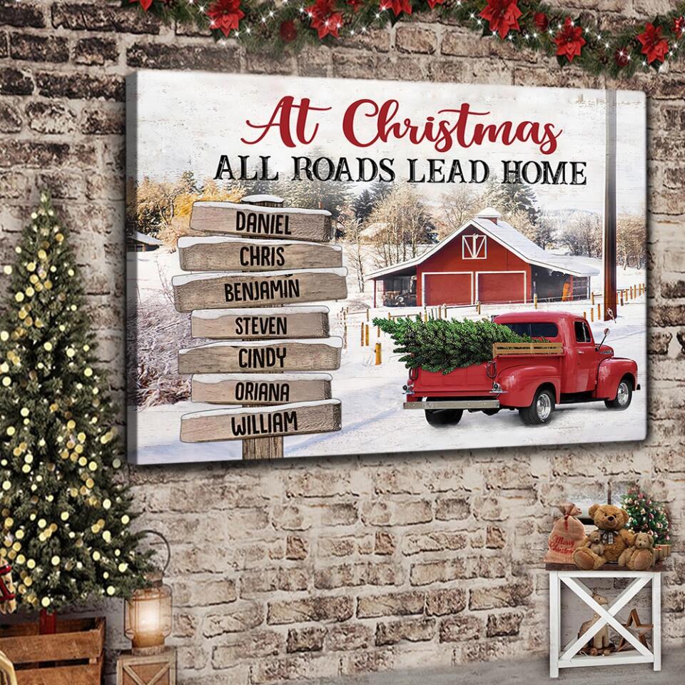 At Christmas All Roads Lead Home - Housewarming Gifts - Custom Canvas Poster - Christmas Gift For Family - Image 6
