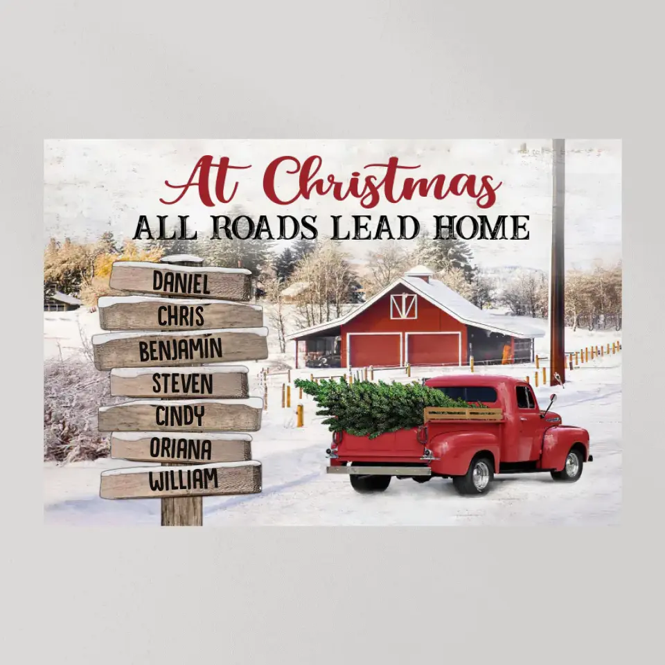At Christmas All Roads Lead Home - Housewarming Gifts - Custom Canvas Poster - Christmas Gift For Family - Image 8