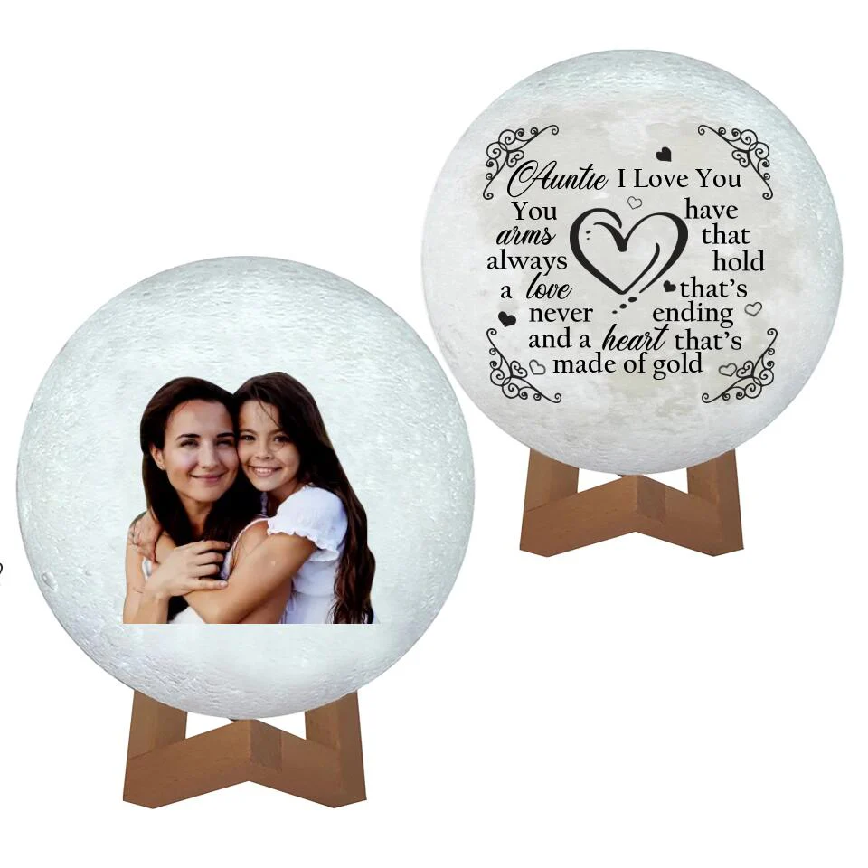 Personalized Valentine Gifts - Auntie I Love You Love Quote For Aunt From Niece Custom Moon Lamp Anniversary Gift - Image 2