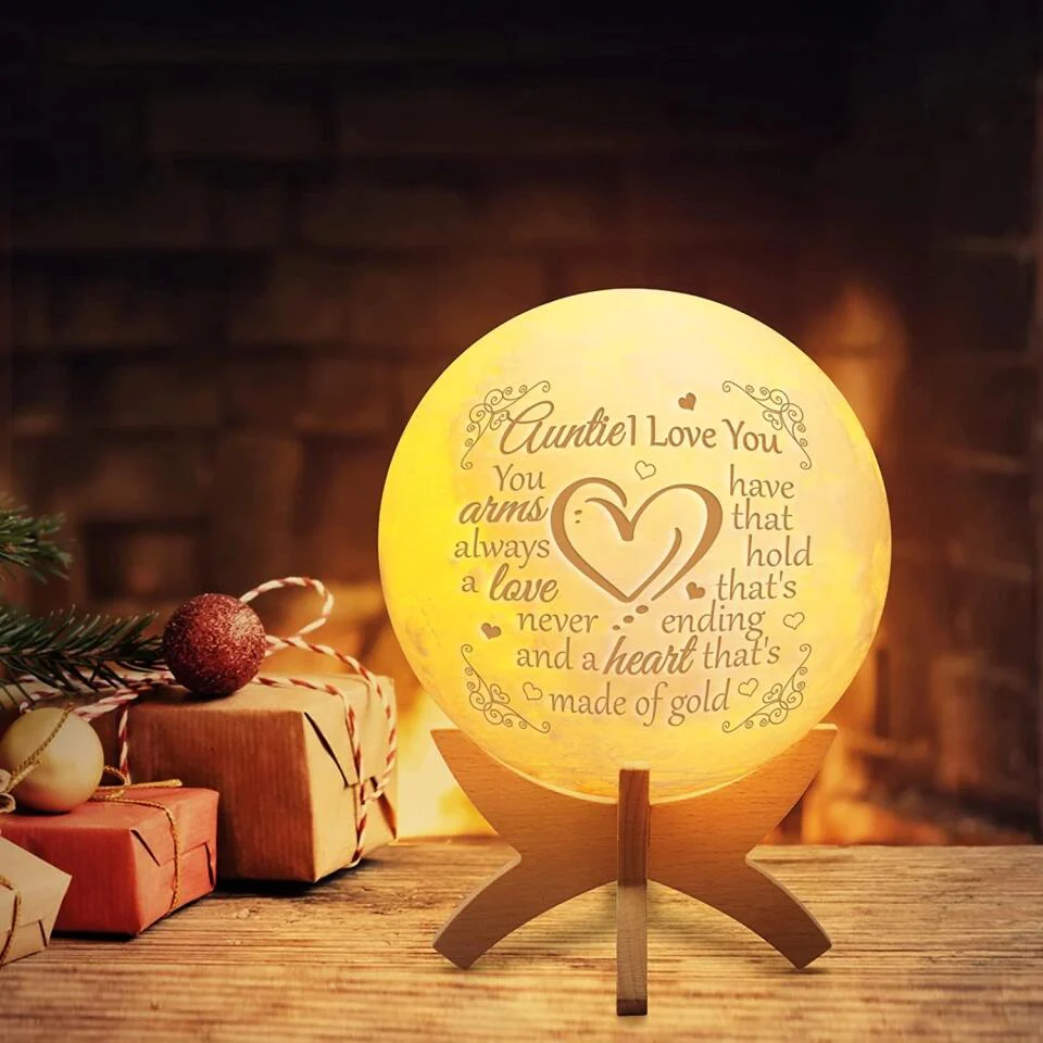 Auntie You Have Arms That Holds A Love - 3D Moon Lamp - Gift For Aunt From Nephew Nieces - Image 4
