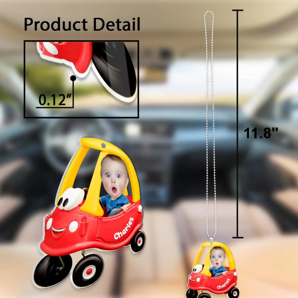 Baby Driving the Car - Custom Face Ornaments - Personalized Photo Ornament - Nursery Accessories - Image 4