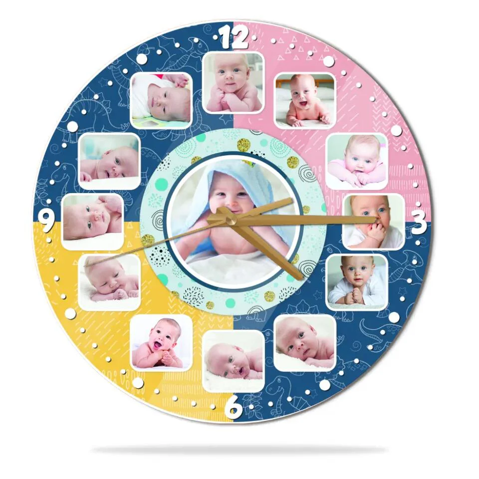 Baby Photos Custom Collage - Personalized Wall Clock - Best Gifts for Baby Parents | 211IHPLNWC483 - Image 3
