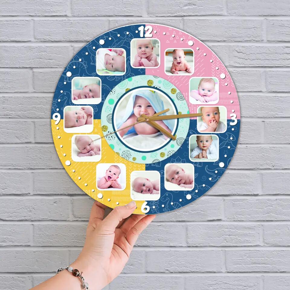 Baby Photos Custom Collage - Personalized Wall Clock - Best Gifts for Baby Parents | 211IHPLNWC483 - Image 6