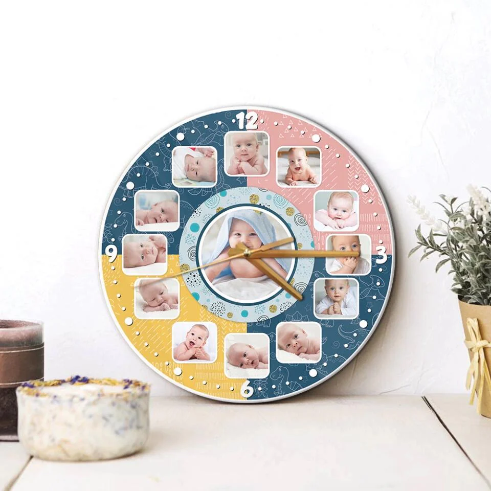 Baby Photos Custom Collage - Personalized Wall Clock - Best Gifts for Baby Parents | 211IHPLNWC483 - Image 7