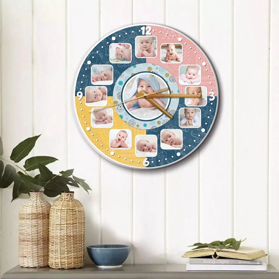 Baby Photos Custom Collage - Personalized Wall Clock - Best Gifts for Baby Parents | 211IHPLNWC483 - Image 8