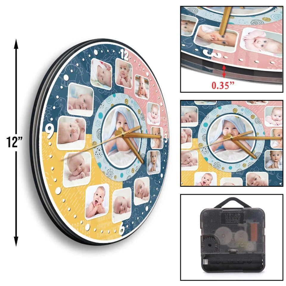 Baby Photos Custom Collage - Personalized Wall Clock - Best Gifts for Baby Parents | 211IHPLNWC483 - Image 9
