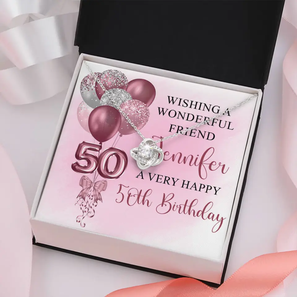 Balloon Wishing a Wonderful Friend Mom a Very Happy Birthday - Personalized Necklace - 50th Birthday Gift for Women