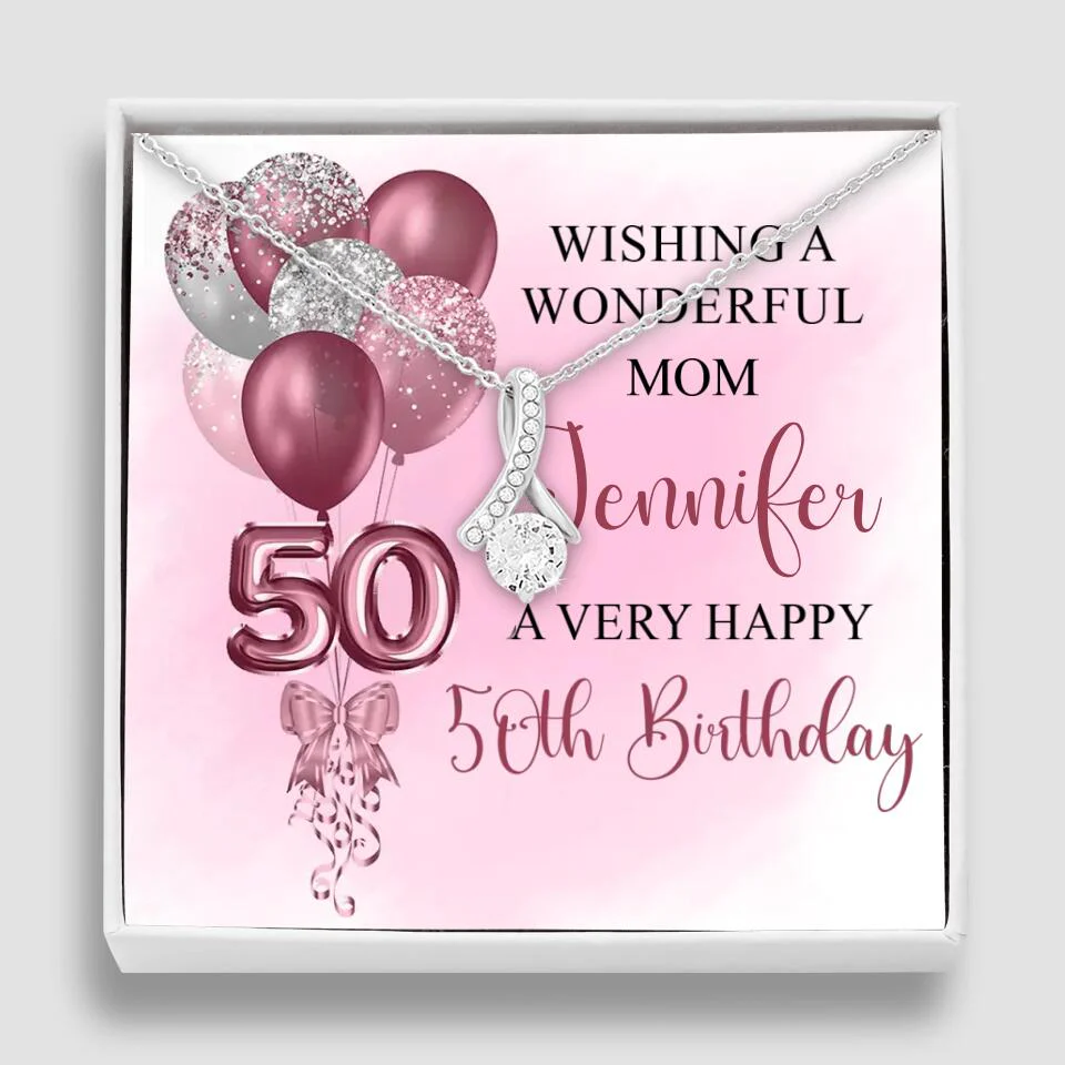 Balloon Wishing a Wonderful Friend Mom a Very Happy Birthday - Personalized Necklace - 50th Birthday Gift for Women - Image 11