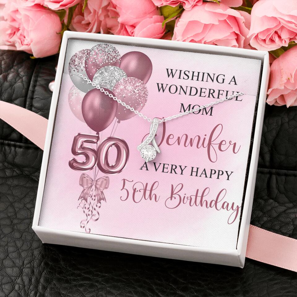 Balloon Wishing a Wonderful Friend Mom a Very Happy Birthday - Personalized Necklace - 50th Birthday Gift for Women - Image 15