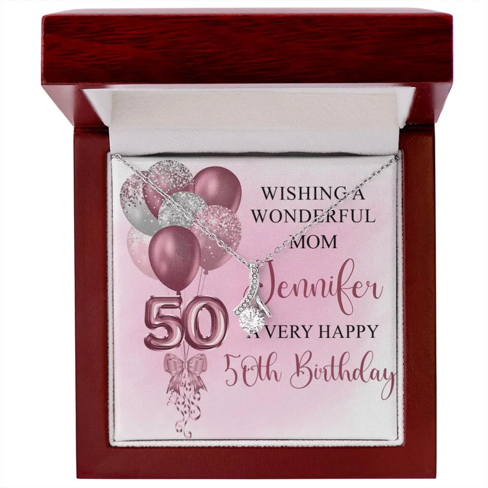 Balloon Wishing a Wonderful Friend Mom a Very Happy Birthday - Personalized Necklace - 50th Birthday Gift for Women - Image 16