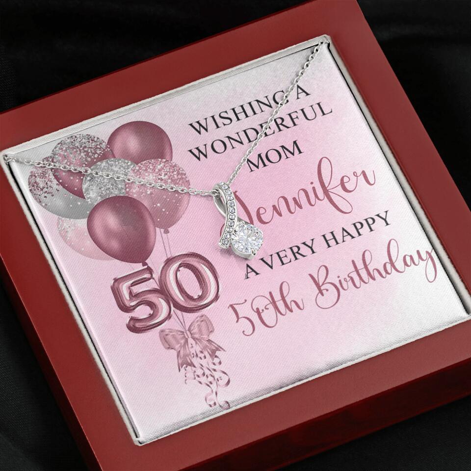 Balloon Wishing a Wonderful Friend Mom a Very Happy Birthday - Personalized Necklace - 50th Birthday Gift for Women - Image 17