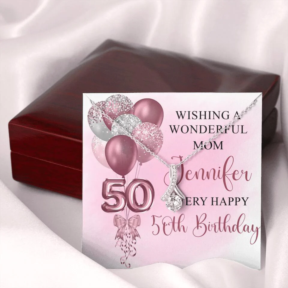 Balloon Wishing a Wonderful Friend Mom a Very Happy Birthday - Personalized Necklace - 50th Birthday Gift for Women - Image 18