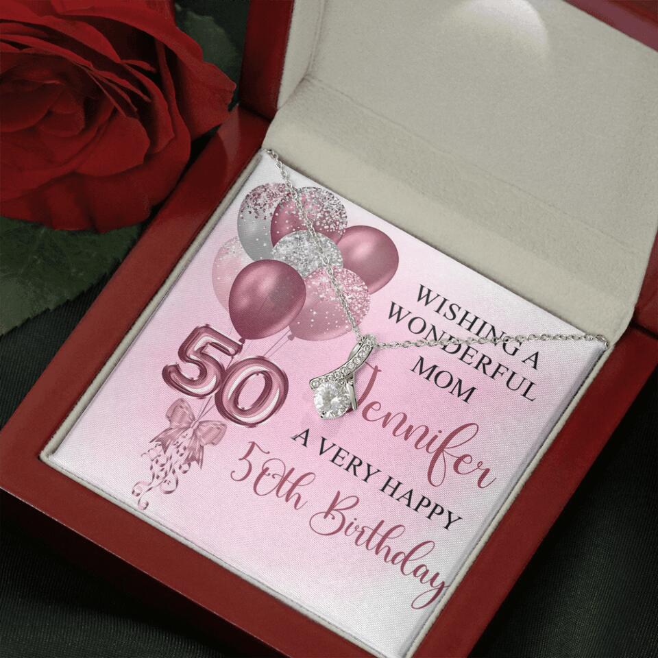 Balloon Wishing a Wonderful Friend Mom a Very Happy Birthday - Personalized Necklace - 50th Birthday Gift for Women - Image 19