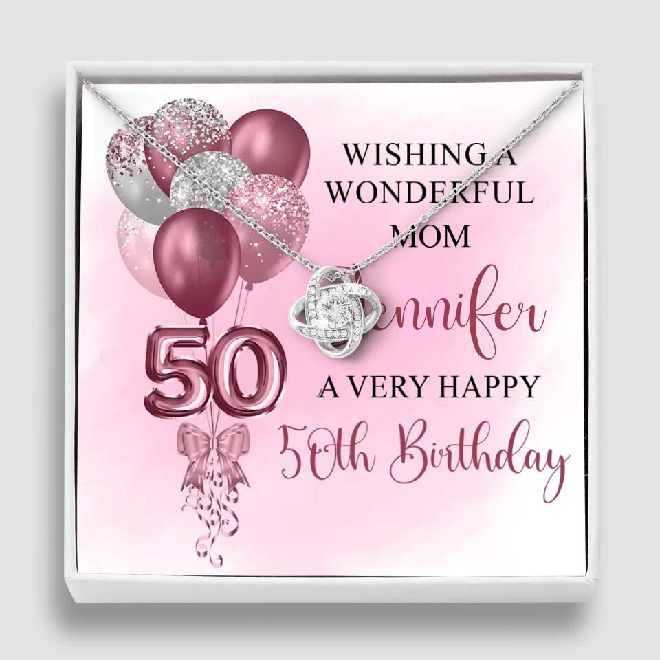 Balloon Wishing a Wonderful Friend Mom a Very Happy Birthday - Personalized Necklace - 50th Birthday Gift for Women - Image 2