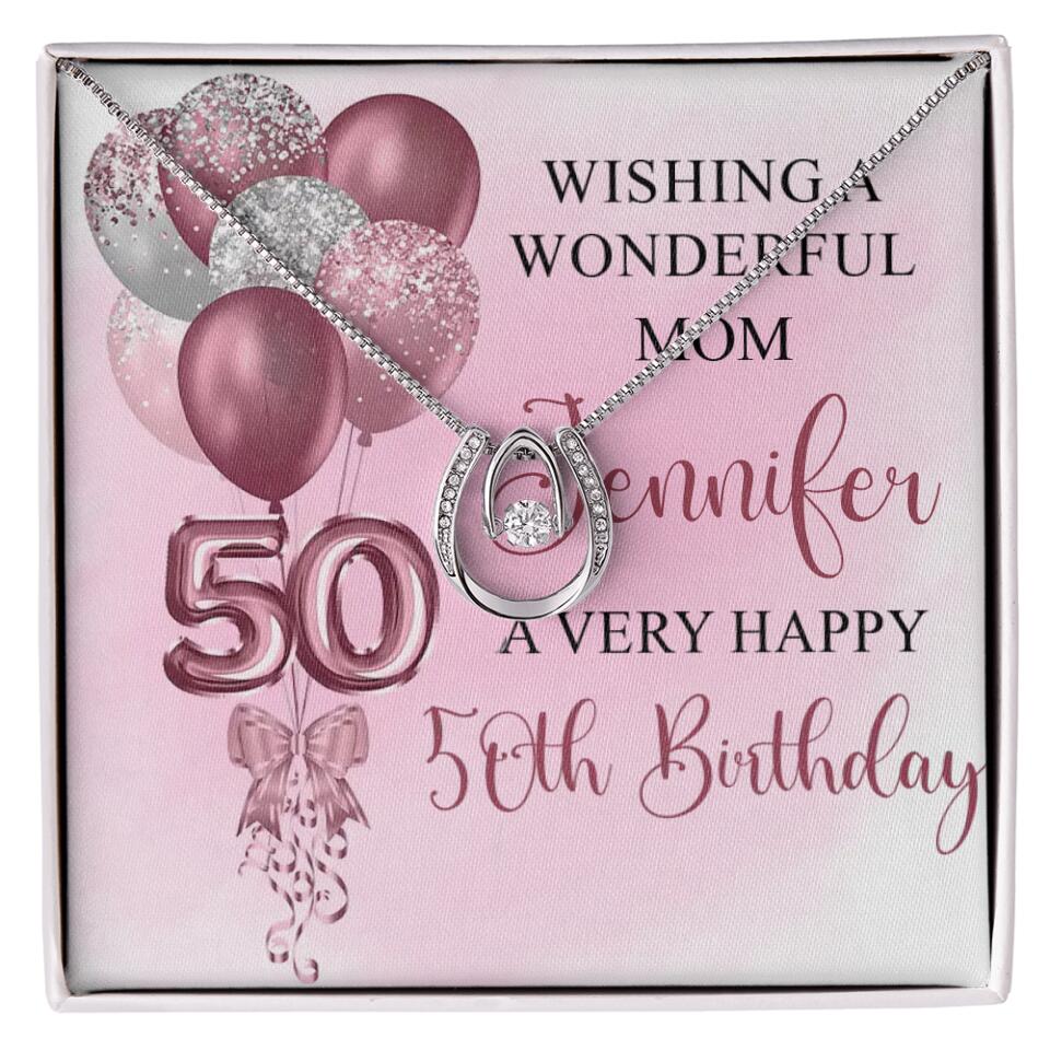 Balloon Wishing a Wonderful Friend Mom a Very Happy Birthday - Personalized Necklace - 50th Birthday Gift for Women - Image 28