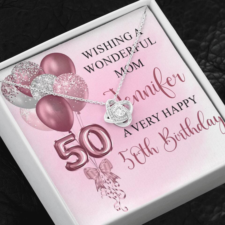 Balloon Wishing a Wonderful Friend Mom a Very Happy Birthday - Personalized Necklace - 50th Birthday Gift for Women - Image 3