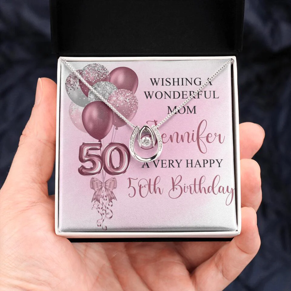 Balloon Wishing a Wonderful Friend Mom a Very Happy Birthday - Personalized Necklace - 50th Birthday Gift for Women - Image 30