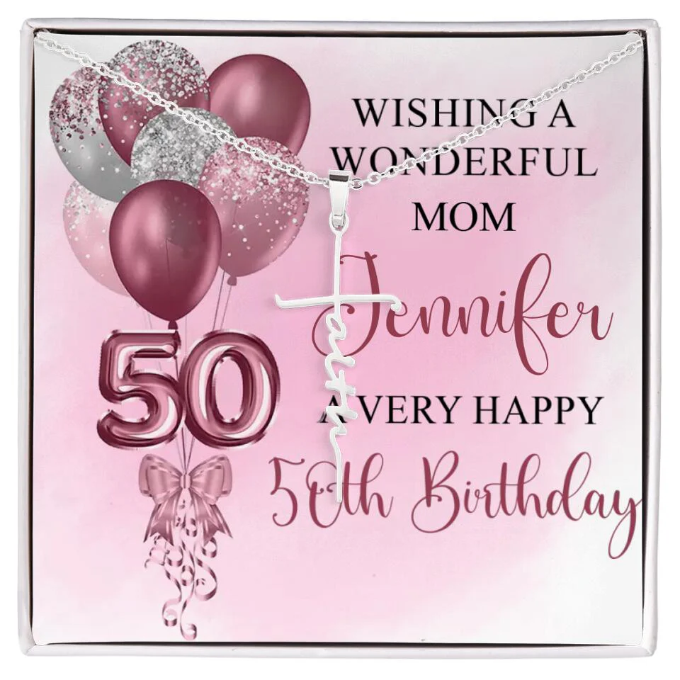 Balloon Wishing a Wonderful Friend Mom a Very Happy Birthday - Personalized Necklace - 50th Birthday Gift for Women - Image 39