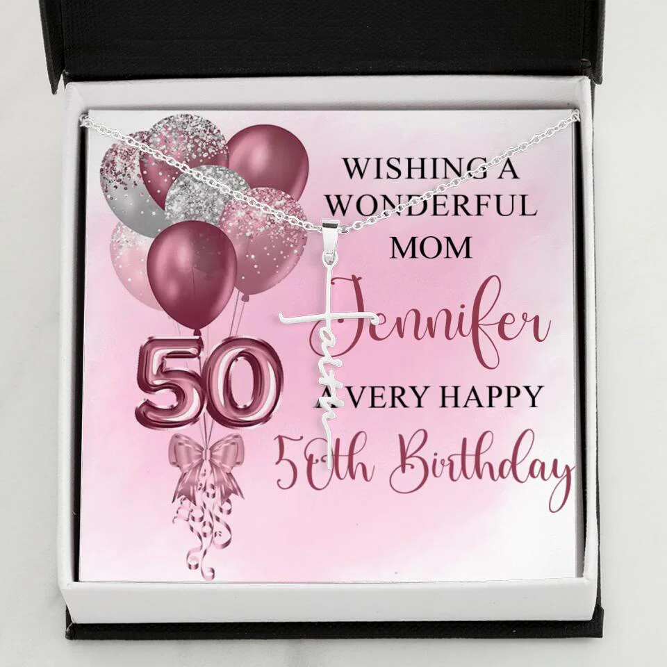Balloon Wishing a Wonderful Friend Mom a Very Happy Birthday - Personalized Necklace - 50th Birthday Gift for Women - Image 40