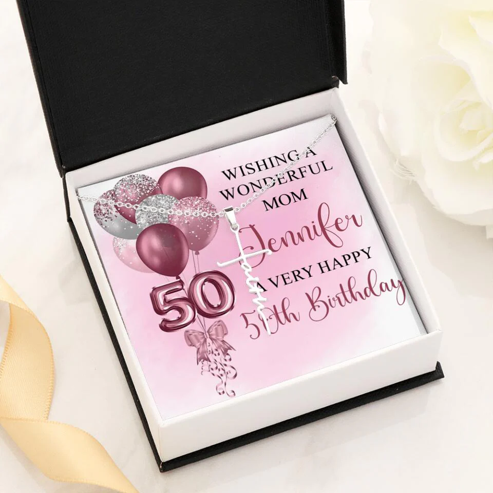 Balloon Wishing a Wonderful Friend Mom a Very Happy Birthday - Personalized Necklace - 50th Birthday Gift for Women - Image 41