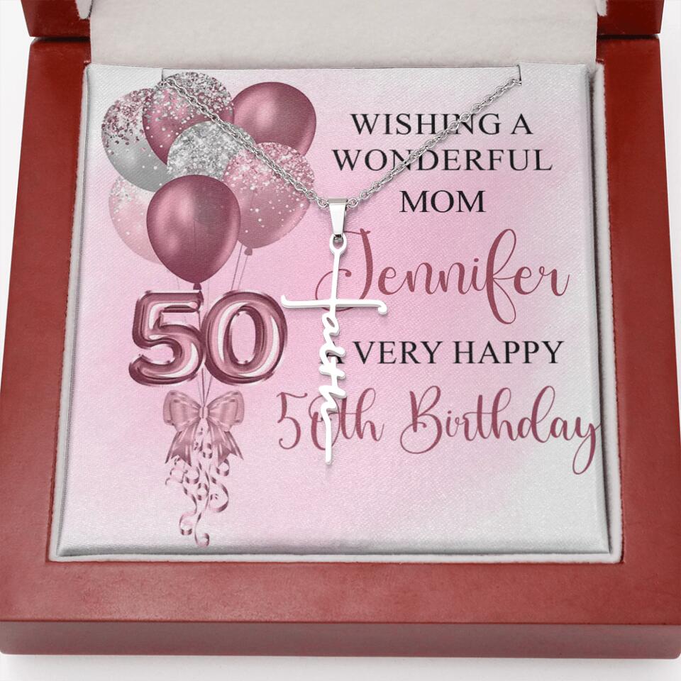Balloon Wishing a Wonderful Friend Mom a Very Happy Birthday - Personalized Necklace - 50th Birthday Gift for Women - Image 43