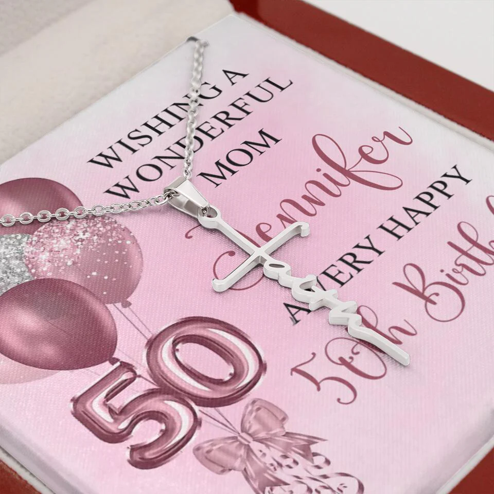 Balloon Wishing a Wonderful Friend Mom a Very Happy Birthday - Personalized Necklace - 50th Birthday Gift for Women - Image 44