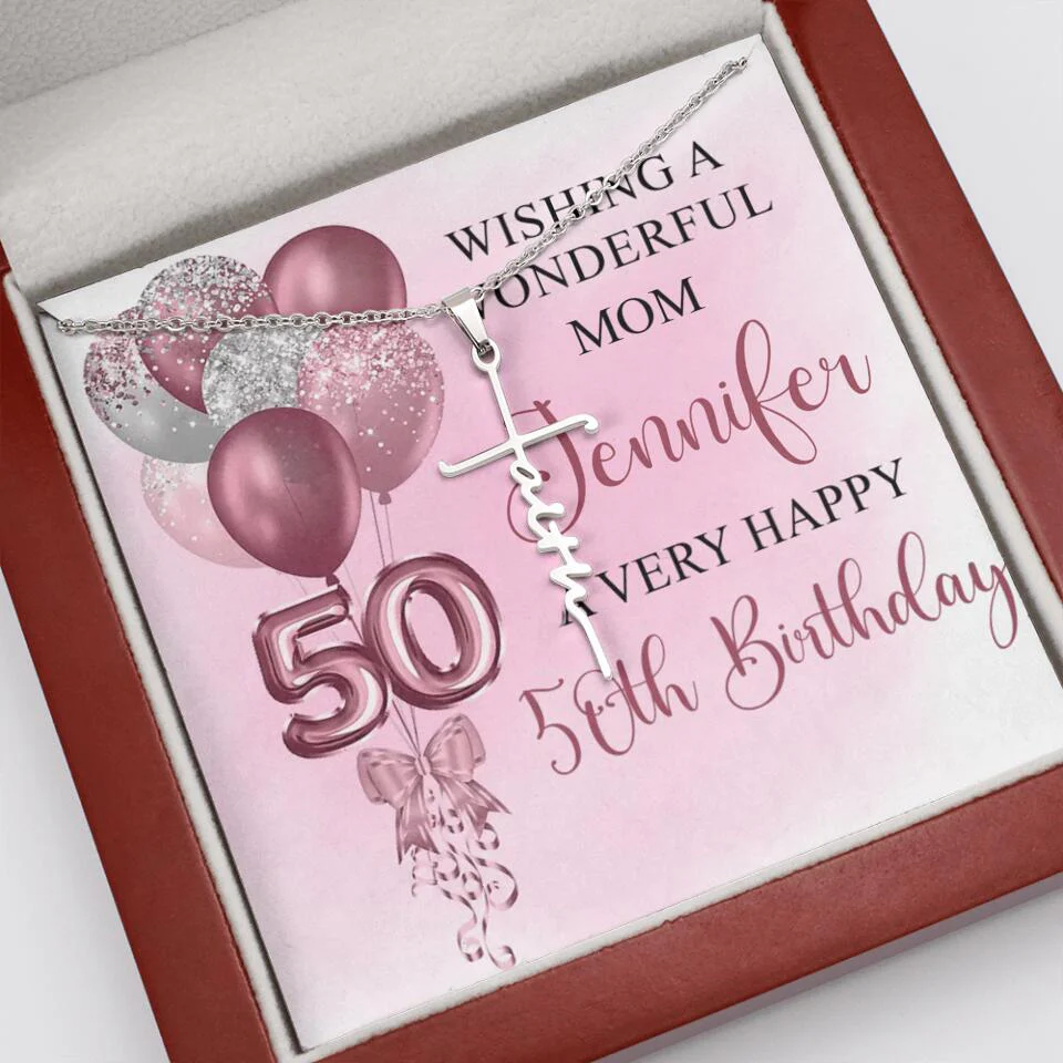 Balloon Wishing a Wonderful Friend Mom a Very Happy Birthday - Personalized Necklace - 50th Birthday Gift for Women - Image 45