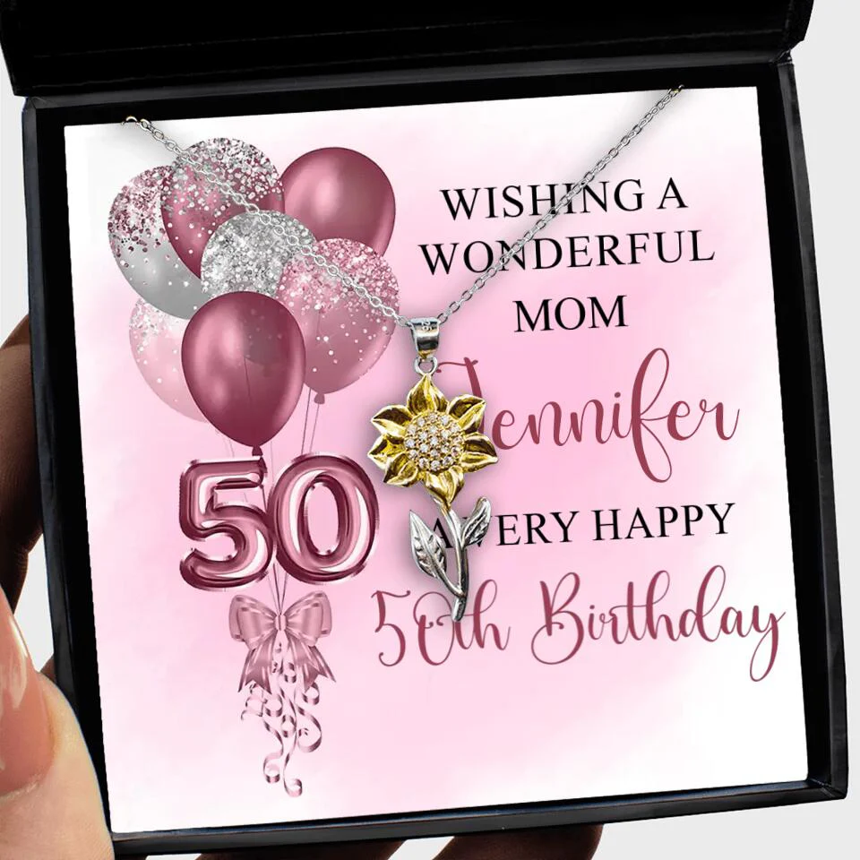 Balloon Wishing a Wonderful Friend Mom a Very Happy Birthday - Personalized Necklace - 50th Birthday Gift for Women - Image 46