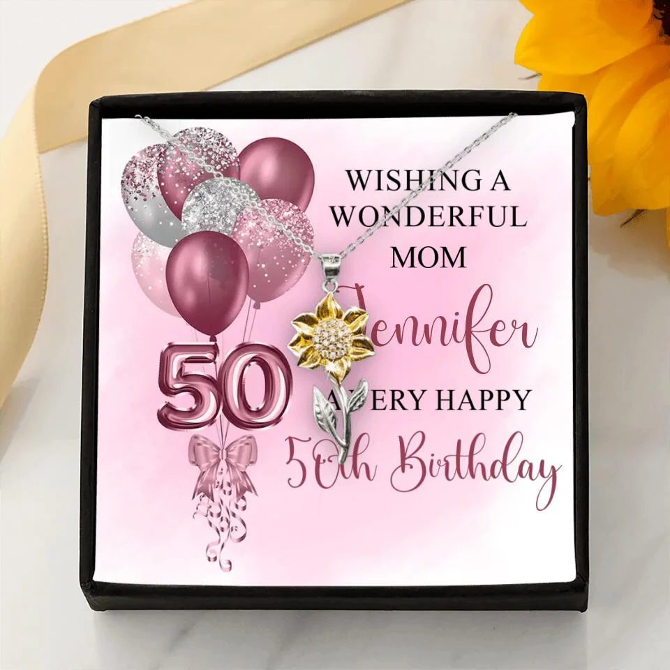 Balloon Wishing a Wonderful Friend Mom a Very Happy Birthday - Personalized Necklace - 50th Birthday Gift for Women - Image 47