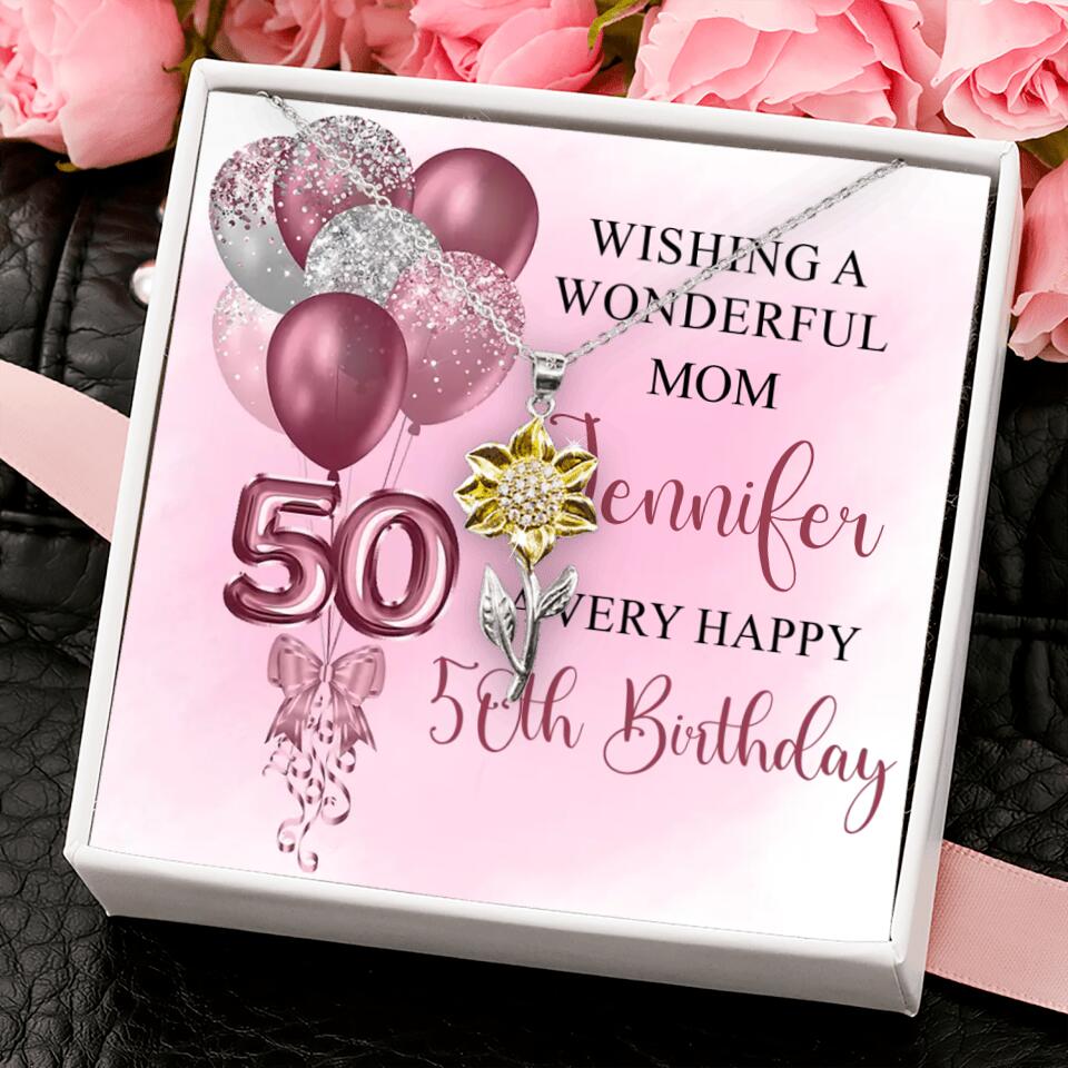 Balloon Wishing a Wonderful Friend Mom a Very Happy Birthday - Personalized Necklace - 50th Birthday Gift for Women - Image 48