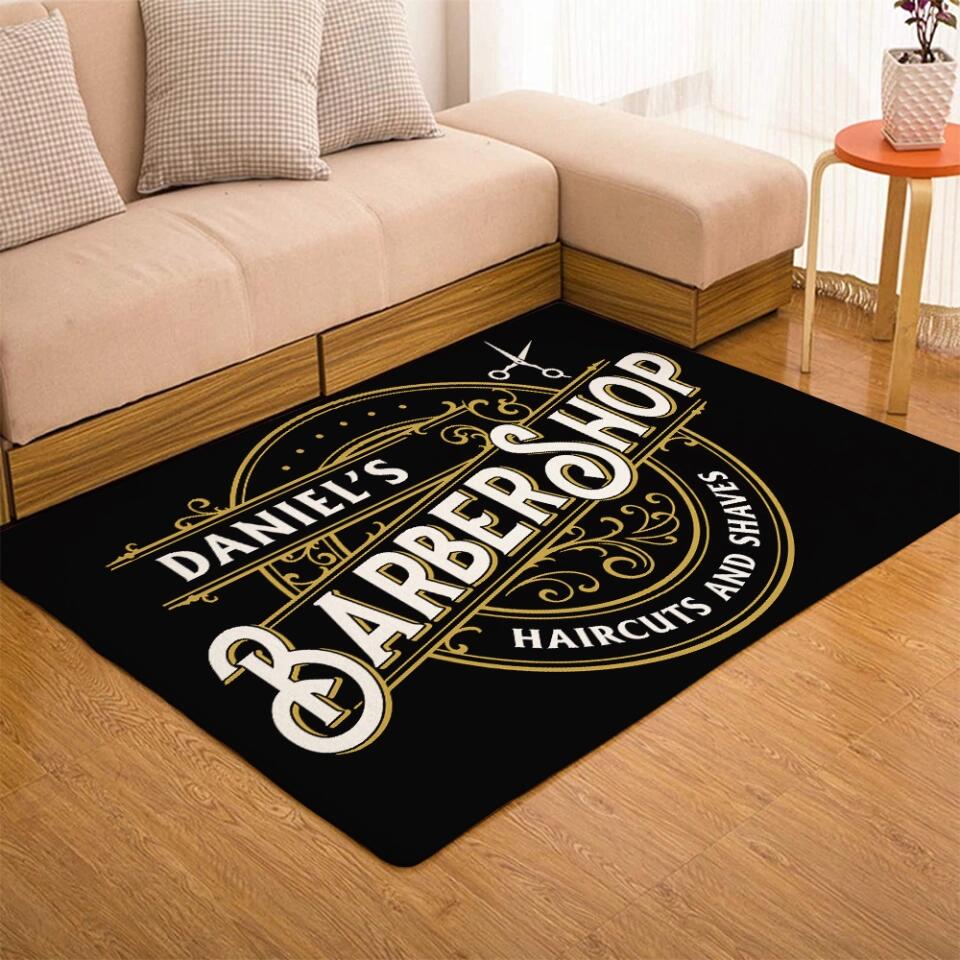 Barbershop Haircuts and Shaves Personalized Rug - Image 3