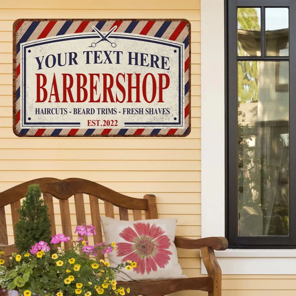 Barbershop Sign Haircuts Beard Trims Fresh Shaves Metal Sign Gift for Hairdresser - Image 3