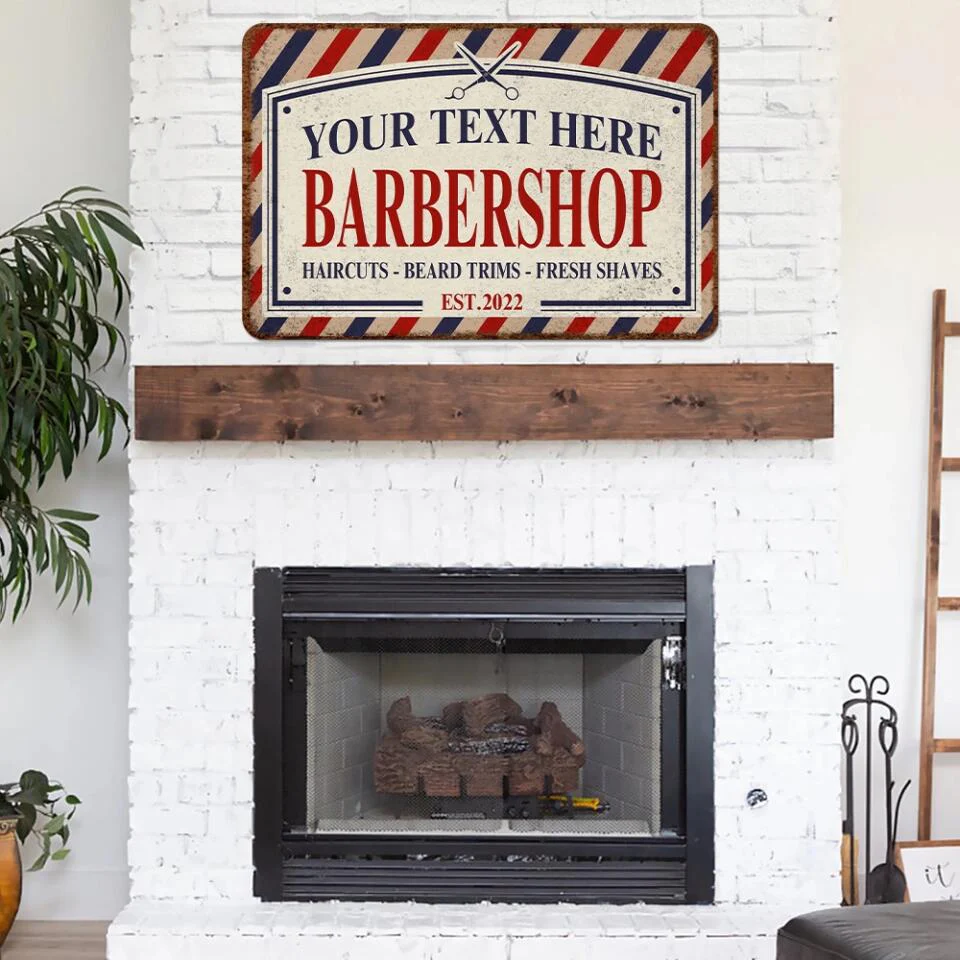 Barbershop Sign Haircuts Beard Trims Fresh Shaves Metal Sign Gift for Hairdresser - Image 4
