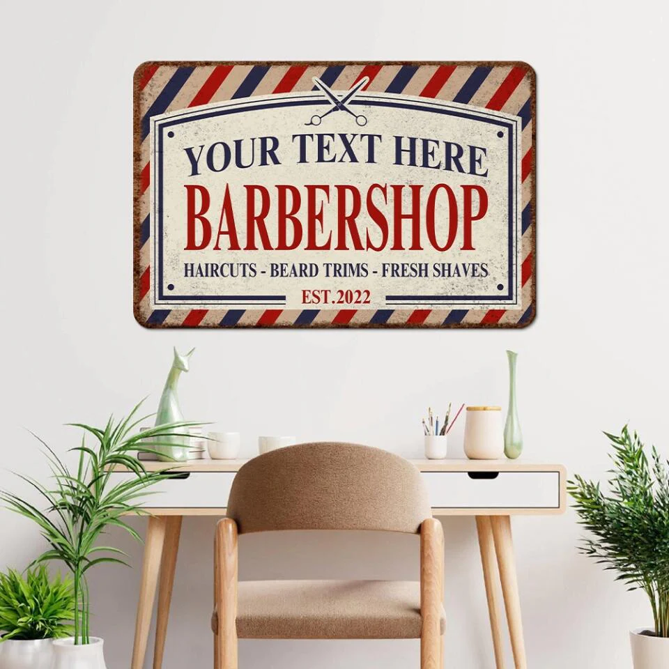 Barbershop Sign Haircuts Beard Trims Fresh Shaves Metal Sign Gift for Hairdresser - Image 5