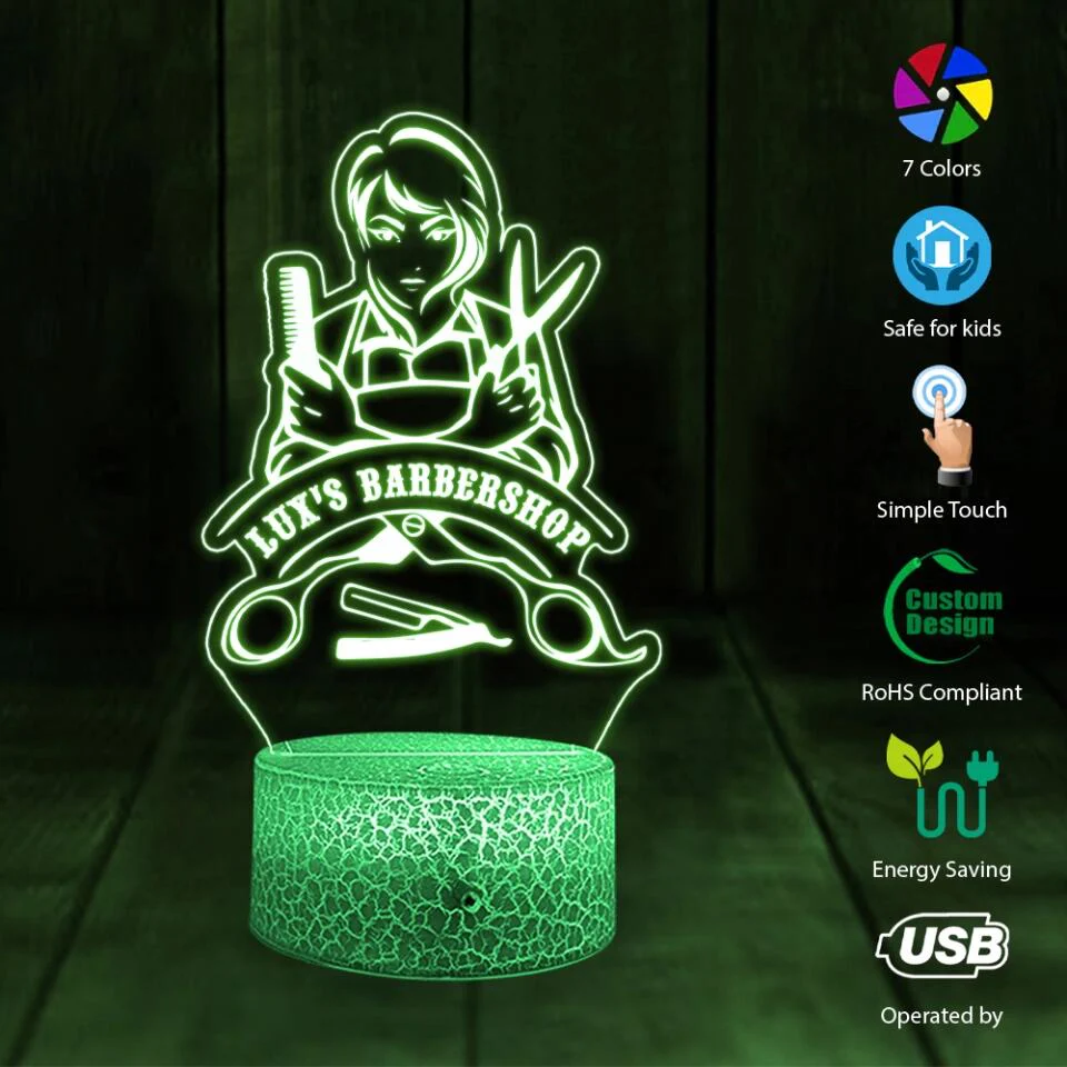 Custom Barbershop's Name, Salon Name - Personalized 3D Led Light - Gift for Hairdresser or Hairstylist - Image 4