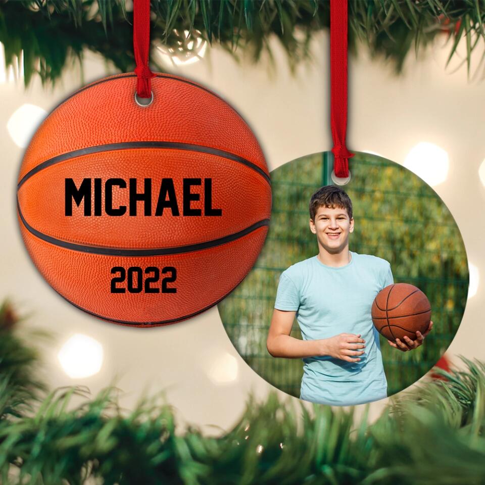 Basketball Lover Upload Photo - Personalized Ceramic Ornament - Image 3