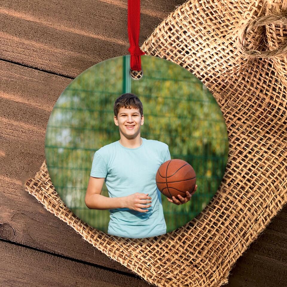 Basketball Lover Upload Photo - Personalized Ceramic Ornament - Image 5