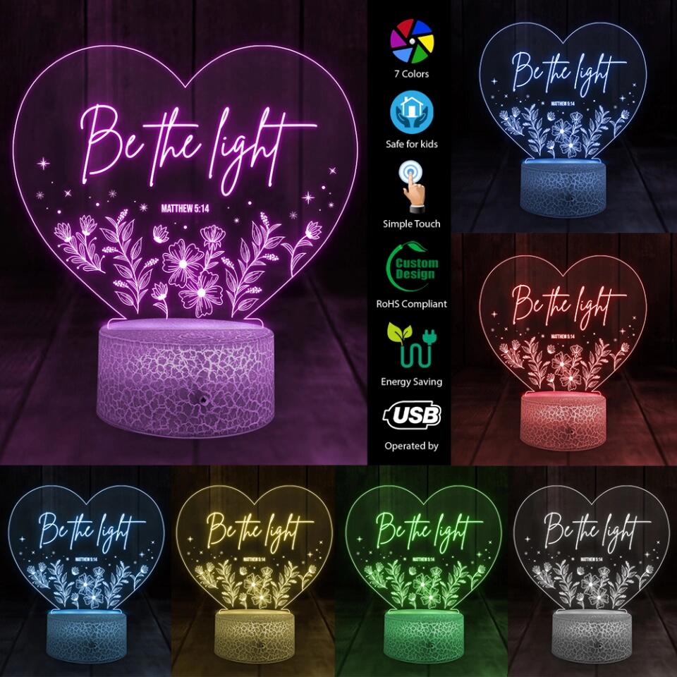 Be the Light Matthew Christian Quote 3D Led Light - Image 3