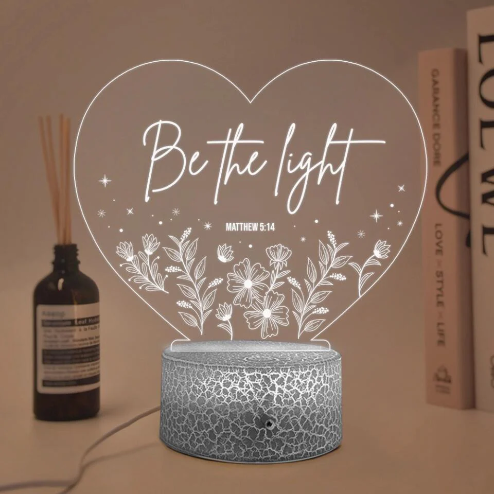 Be the Light Matthew Christian Quote 3D Led Light - Image 4