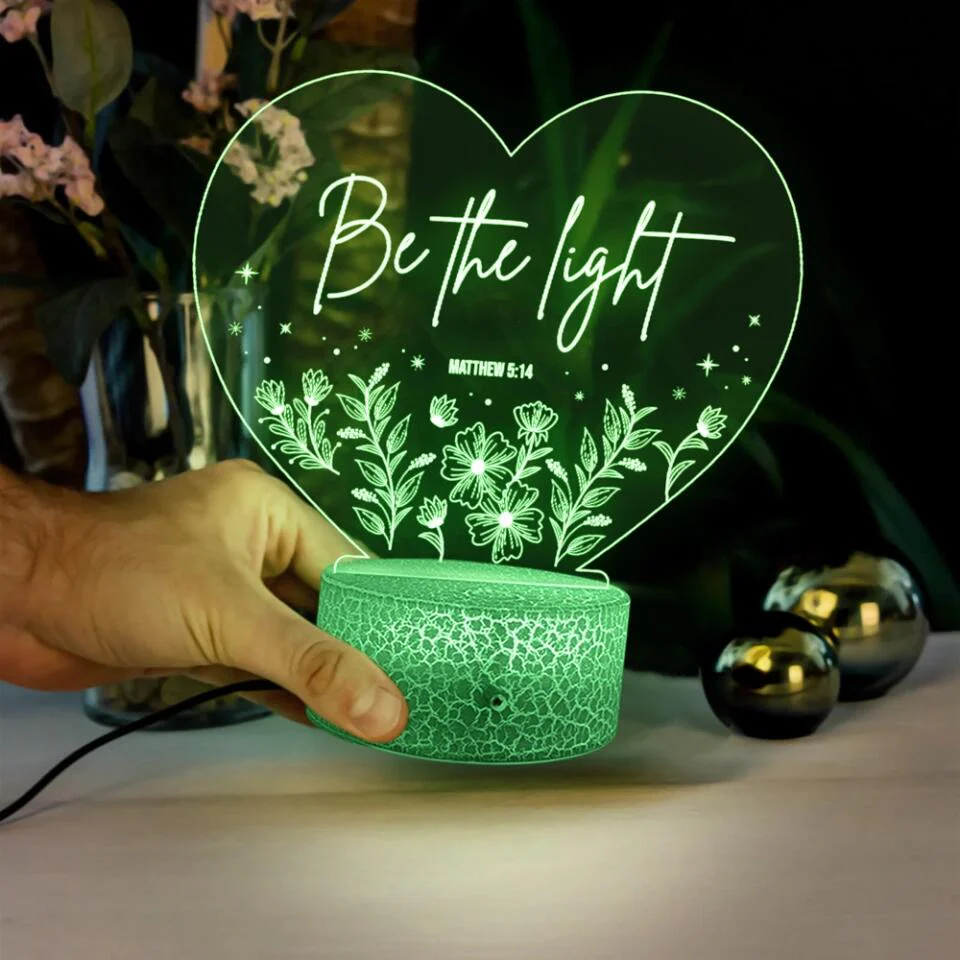 Be the Light Matthew Christian Quote 3D Led Light - Image 5