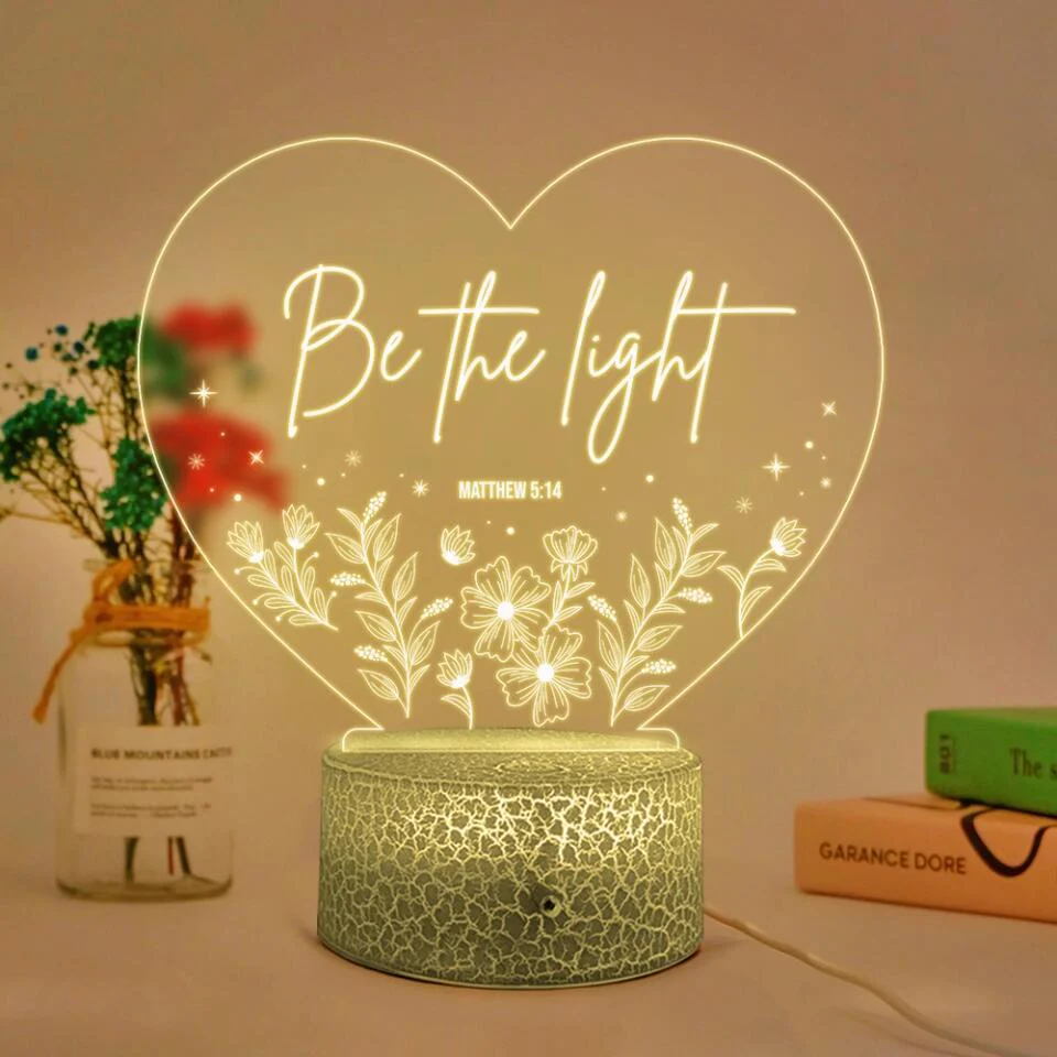 Be the Light Matthew Christian Quote 3D Led Light - Image 6