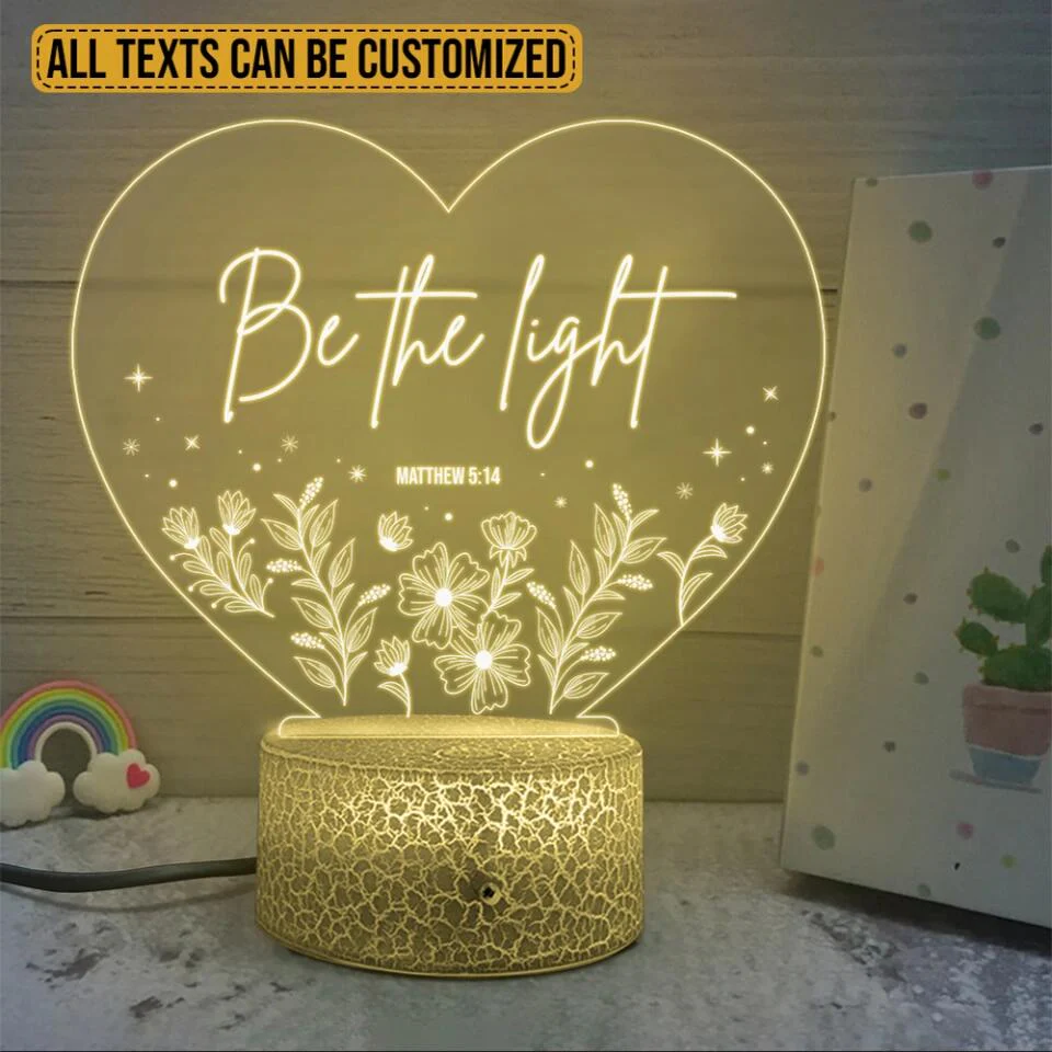 Be the Light Matthew Christian Quote 3D Led Light - Image 7