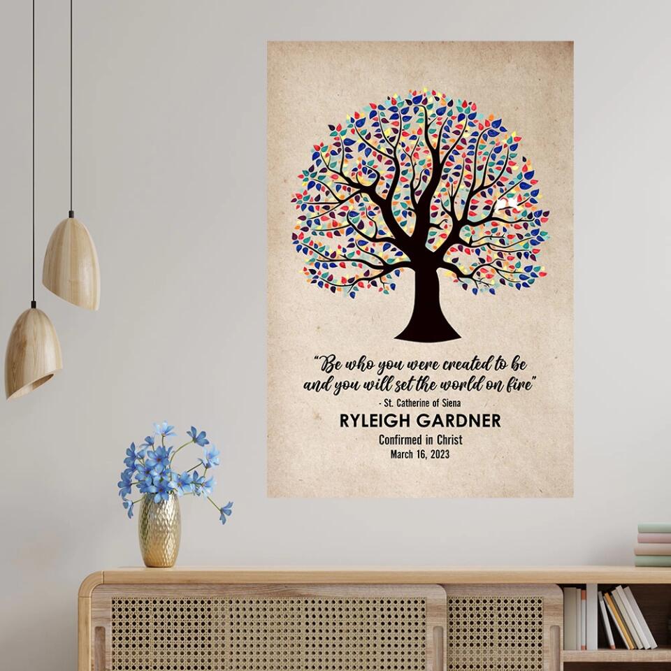 Be Who You Were Created To Be Vintage Tree - Custom Canvas Poster - Confirmation Gift - Image 11