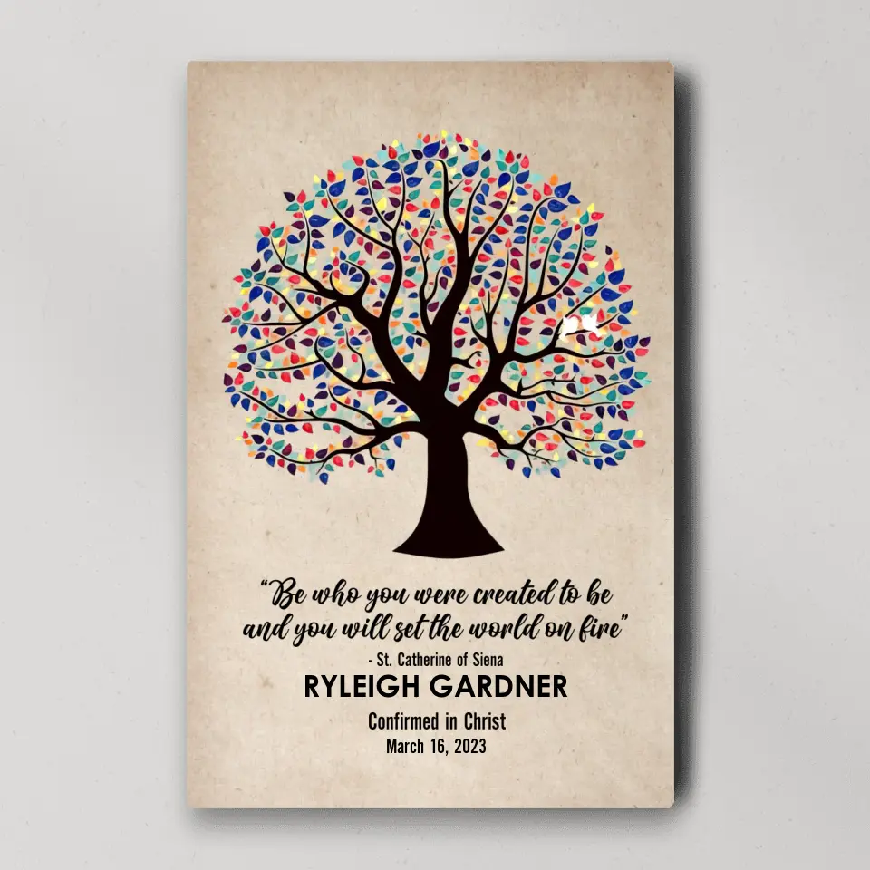Be Who You Were Created To Be Vintage Tree - Custom Canvas Poster - Confirmation Gift - Image 3