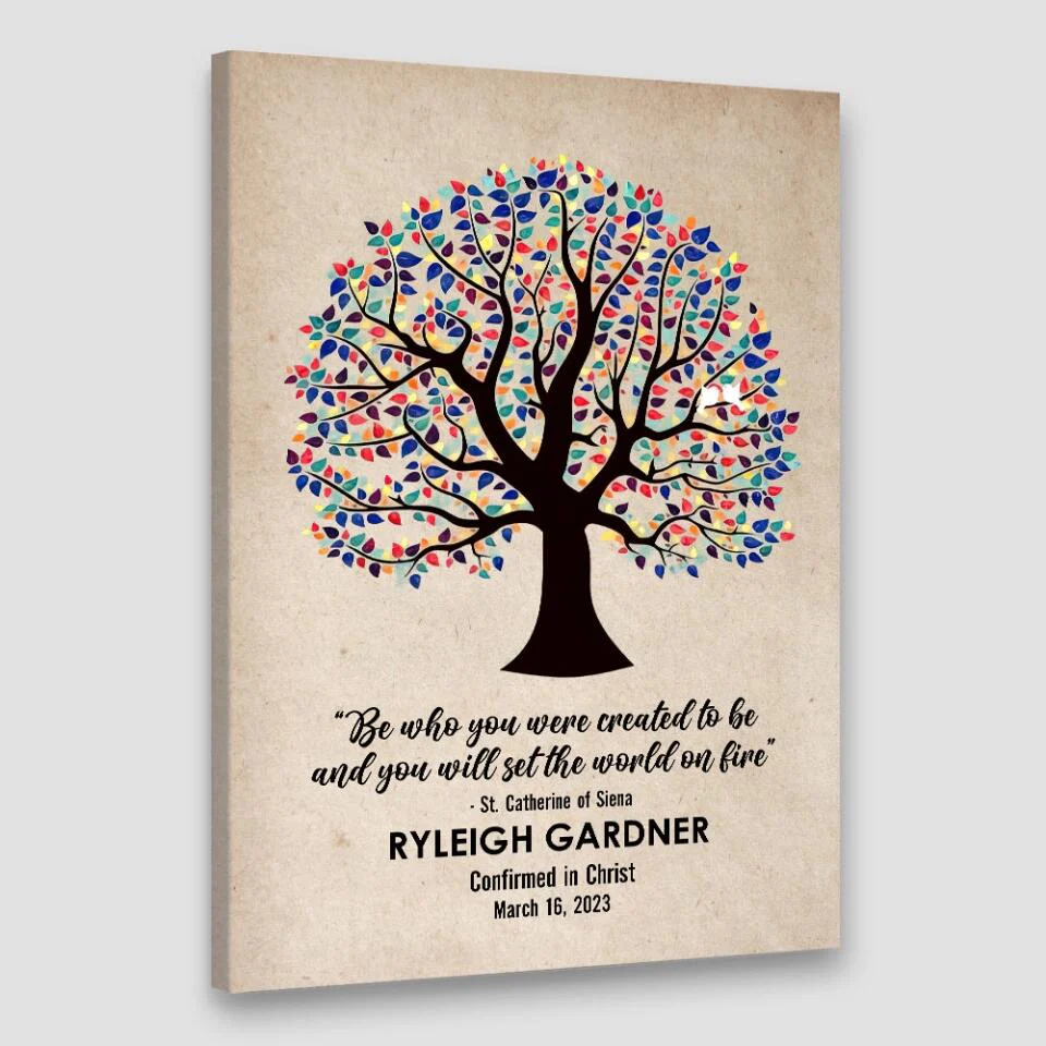 Be Who You Were Created To Be Vintage Tree - Custom Canvas Poster - Confirmation Gift - Image 5
